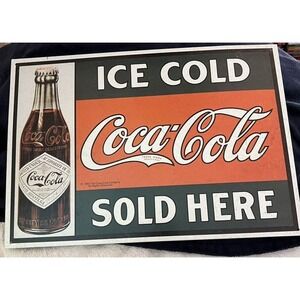 ICE COLD COCA COLA SOLD‎ HERE Vintage Bottle 1993 Coca Cola Co Advertising Sign